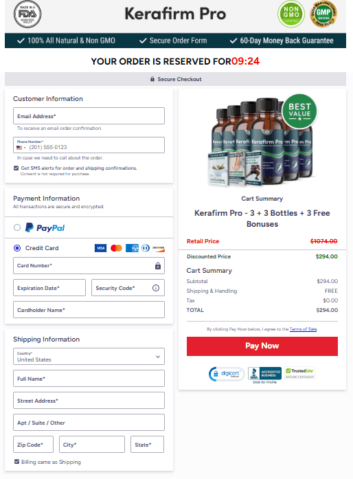 Kerafirm Pro Offer Order checkout